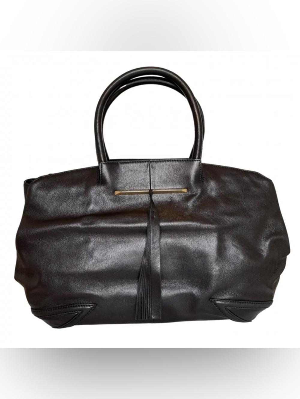 Brian Atwood leather handbag Black Leather Tote Bag with Tassel